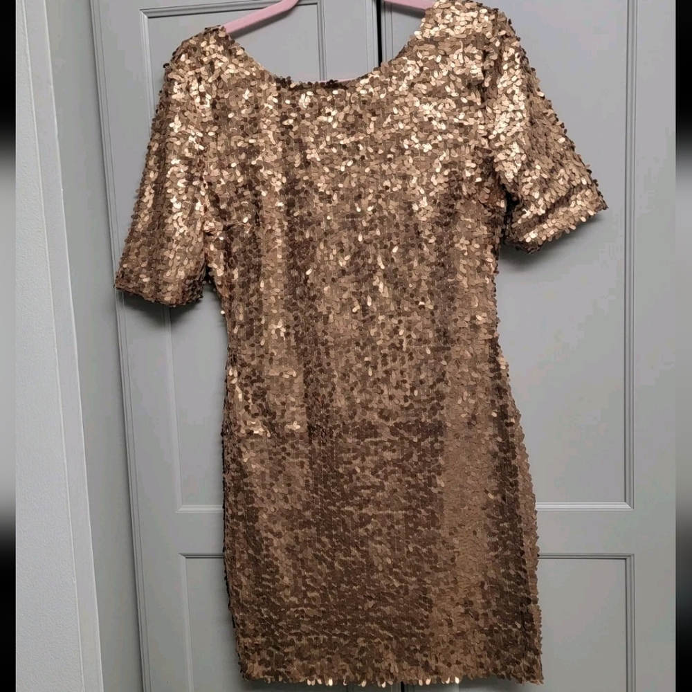 Gianni Bini  Sequin M Open back Gold New Party Mini Dress